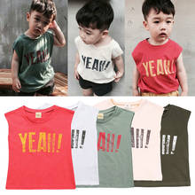 Camisetas con estampado de letras para niños de 1 a 7 años, ropa de algodón, monos negros, Top de verano 2024 - compra barato