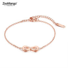 ZooMango-pulsera con dijes para niñas, brazalete de acero sin lluvia, color oro rosa, cadena de eslabones clásica, joyería femenina, ZB18091 2024 - compra barato