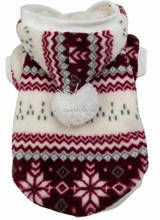 Chaqueta con capucha para perro y gato, abrigo de perrito mascota, copo de nieve rojo, cálido, Otoño/Invierno 2024 - compra barato