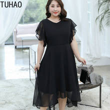 TUHAO 2020 летнее Черное шифоновое платье большого размера 8XL 7XL 6XL 5XL Свободное длинное платье элегантные офисные женские платья Vestidos WM60 2024 - купить недорого
