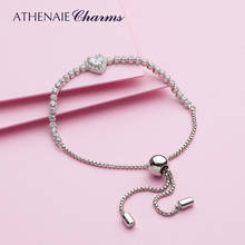 ATHENAIE-pulsera de plata de ley 925 con Circonia cúbica, brazalete ajustable con forma de corazón, brillante, transparente, para mujeres 2024 - compra barato