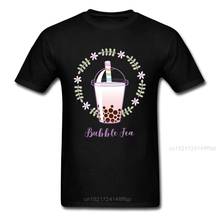 Bubble Tea 2018 Summer Men's Casual T Shirt Black T-shirt Cartoon Letter Print Funny Tops Preppy Style Cute Tshirt 2024 - buy cheap