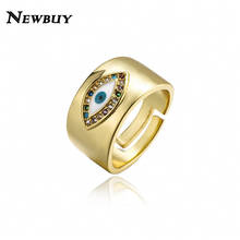 NEWBUY Classic Design Evil Eye Charm Ring For Women Gold Color Rainbow CZ Party Ring Female Accessories Dropship 2024 - buy cheap