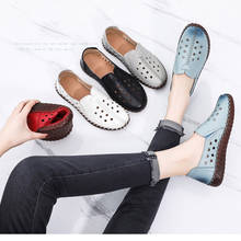 LIHUAMAO Cow leather wome loafers wedges round toe slip on ladies shoes oudoor casual breathable comfort shoes skid resistance 2024 - buy cheap