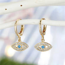 1Pair Bohemian Trendy Zircon Hollow Evil Eye Hoop Earrings For Women Cute Unique Gold Color Crystal Eye Circle Earrings Jewelry 2024 - buy cheap