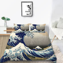 Thumbedding-Juego de cama japonés, funda nórdica Fuji con montura ondulada, artística, 3D, King, Queen, Twin, individual completo, de gama alta 2024 - compra barato