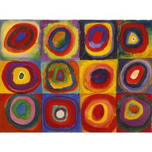 Wall Decor Abstract Art oil Paintings Handmade Squares With Concentric Circles Modern Artwork On Canvas Picture For Living Room 2024 - buy cheap