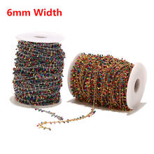 6mm Width Bohemian Curb Cuban Chain With Colorful Clips Enamel Dripping Stainless Steel Link Chains For DIY jewelry Craft Making 2024 - buy cheap