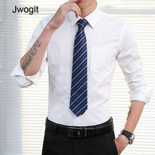 Весенне-осенние мужские модные повседневные с длинными рукавами однотонные стандартные для рубашек-Fit мужские деловые белые рубашки 2024 - купить недорого