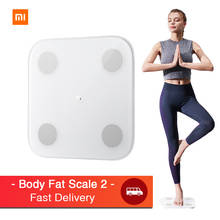 Xiaomi-báscula inteligente de grasa corporal 2, dispositivo con Bluetooth 5,0, prueba de equilibrio, 13 datos corporales, IMC, 2 pantallas LED 2024 - compra barato