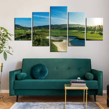 Quadros em tela quadros de arte da parede quadro 5 peça campo de golfe decoração para casa 2024 - compre barato