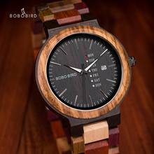 BOBO BIRD Male Wooden Multifunction Wrist Watch Auto Date Week Display Fashion Color Band relogios masculinos Timepiece for Men 2024 - buy cheap