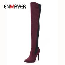 ENMAYER New arrival women color block fashion over-the-knee high heel boots lady thin heel boots ZYL727 2024 - buy cheap