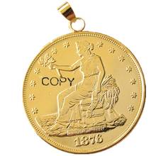 P(22)Coin Pendant US 1876cc Trade Dollar Necklace Gold Plated Coin Fashion Jewelry 2024 - buy cheap