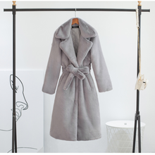 Abrigo de piel de conejo de imitación para mujer, abrigo largo de lujo, de alta calidad, grueso y cálido, con solapa suelta para invierno 2024 - compra barato