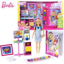 Genuine Barbie Doll Little Artist Painting Little Creative Person Pictorial Pigment Children Early Education Baby Toy FRL35 2024 - buy cheap