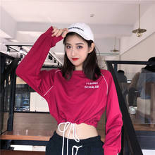 Las mujeres coreanas camiseta de moda de manga larga Camiseta de hip hop Tops Primavera Verano de talla grande mujer camisetas sueltas suelto corto camiseta 0367 2024 - compra barato