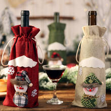 Рождественский Подарочный пакет, сумка для винной бутылки, чехол для винной бутылки с Санта-Клаусом, снеговиком, рождественские украшения для дома 2024 - купить недорого
