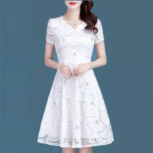 Casual Floral Print Short Sleeve A-Line Chiffon Pink Green Blue White Black Slim Waist Coctail Dress 9762 2024 - buy cheap