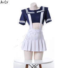 AniLV-uniforme de marinero de la Marina para niñas, traje de baño con falda de tirantes, lencería, Cosplay, para verano 2024 - compra barato
