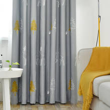 Cortinas de sombreado con bordado Pastoral para sala de estar, cortina de Navidad, ventana francesa, color gris marino, para comedor y dormitorio 2024 - compra barato