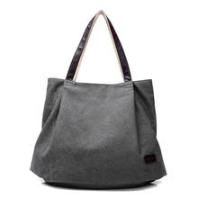 Diinovivo-Bolso grande informal de lona para mujer, bolsa de hombro suave de gran capacidad, Color sólido, WHDV1770 2024 - compra barato