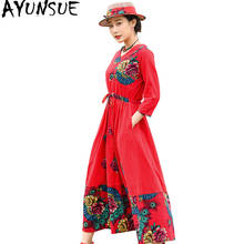 Ayu-Vestido largo de lino para primavera y verano, traje rojo Retro para mujer, elegante, Floral, para playa, Vintage, KJ4011, 2020 2024 - compra barato