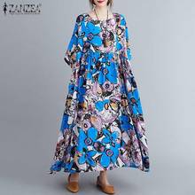 ZANZEA Women Floral Printed Sundress 2021 Casual Baggy Short Sleeve Dress O Neck Vintage Robe Holiday Bohemian Vestido Plus Size 2024 - buy cheap