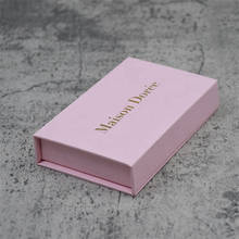 Оптовая продажа, 500 шт./лот, розовые бумажные магнитные коробки для украшений, картонные с логотипом горячего тиснения 2024 - купить недорого