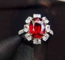 Anéis femininos de ouro 18 k, joias finas grs cert natural de rubi vermelho 3.07ct de diamante, para casamento e noivado, anel fino para mulheres 2024 - compre barato