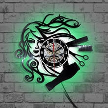 Парикмахерская Виниловая пластинка 3D настенные часы современный дизайн настенные часы Парикмахерская Настенный декор для салона красоты шкала зрение часы 2024 - купить недорого