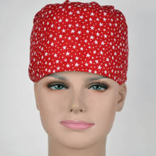 Scrub Caps Women Scrub Caps In Red With Stars, Caps In 100% Cotton ,2 Sizes Scrub Caps With Swaetband 2024 - buy cheap