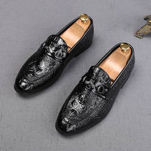 New British Men Crocodile Pattern Oxfords Wedding Flats Shoes Zapatos Hombre Gentleman Pointed Prom Dress Evening Footwear 2024 - buy cheap