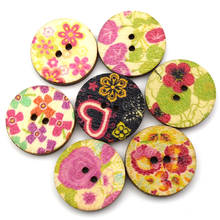 25 мм смешанные цветы окрашенные 2 отверстия круглые деревянные швейные кнопки для одежды шитье скрапбукинг украшения принадлежности 2024 - купить недорого