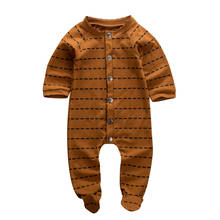 Cute Newborn Baby Girl Boy Clothes Romper Wrap Foot Jumpsuit Autumn Baby Long Sleeve Striped Rompers Clothing 2024 - buy cheap