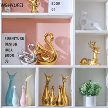 Luz de luxo moderno ouro cervos cerâmica escultura ornamentos casa sala estar gabinete vinho estudo criativo decoração artesanato presente 2024 - compre barato
