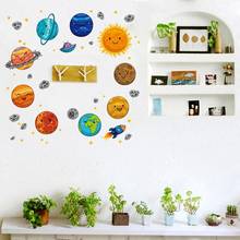 Наклейка на стену «сделай сам», милые Мультяшные планеты, настенный стикер, современный плакат, художественная виниловая наклейка, Настенные обои, домашний декор 2024 - купить недорого