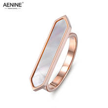 AENINE Trendy Rose Gold Anniversary Rings For Women Arrow Design Stainless Steel White Shell Party Ring Christmas Gifts AR17031 2024 - buy cheap