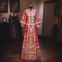Fzslcyiyi vestido de casamento chinês tradicional, vestido estilo oriental, roupas da china, moderno, cheongsam, vermelho qipao grande 3xl 2024 - compre barato