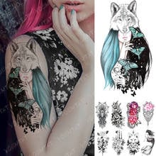 Waterproof Temporary Tattoo Sticker Pink Lotus Rose Lace Flowers Flash Tattoos Snake Dragon Body Art Arm Fake Tatoo Women Men 2024 - buy cheap