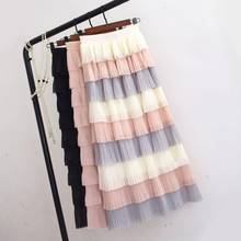 Falda plisada de gasa Simple de cintura alta para primavera y verano, nueva versión coreana, 2021, envío gratis 2024 - compra barato