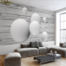 beibehang Custom 3d wallpaper mural 3d three-dimensional geometric ball wood grain modern background wall papel de parede 2024 - buy cheap