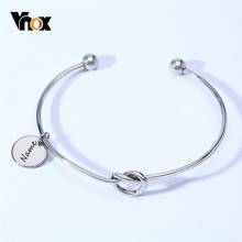 Vnox Adjustable Cuff Bracelets for Women Free Engraving Personalized Name Love Female Girls Bangle Gifts for Her Jewelry 2024 - buy cheap