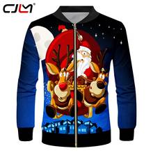 CJLM hombres 3D impreso Santa Claus Elk ropa tendencia mejor hombre de Navidad patrón de Luna Casual chaqueta de la cremallera 2024 - compra barato