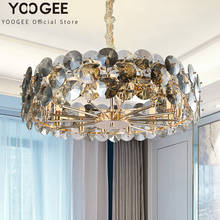 Candelabros redondos de oro modernos para sala de estar, accesorios de luces Crsytal de lujo, lámpara LED de iluminación interior pulida 2024 - compra barato