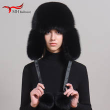 Sombrero de piel de zorro para mujer, gorro de invierno con pelo de mapache auténtico, de lujo, a la moda 2024 - compra barato