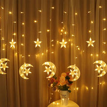 220V Moon Star Lamp Fairy Curtain String Lights Romantic Wedding Christmas Garlands Outdoor Decor Ramadan LED String Lights 2024 - buy cheap