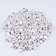 50Pcs White Double Hole Letter Acrylic Beads Square Alphabet Loose Beads Accessories For Jewelry Making DIY Bracelets Necklace 2024 - buy cheap