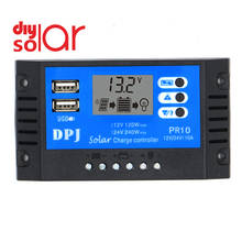 Controlador de carga de batería, regulador de colector Solar automático LCD con salida USB Dual, 10 A 10, 50, 100 Uds., 12 V, 24 V, PWM 2024 - compra barato