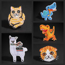 Calcomanía de decoración de dinosaurio de dibujos animados, mochila, suéter, insignia, naranja, gato, Alpaca, parches de animales bonitos, parche DIY para niños y niñas 2024 - compra barato